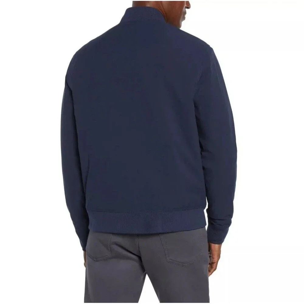 Banana Republic Men's XXL Bomber Flight Jacket Moisture Resistant Logo Zip Blue